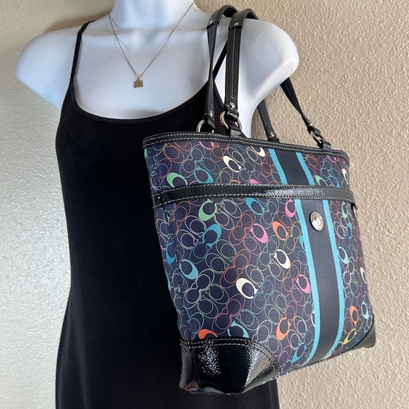 EUC COACH Chelsea Heritage Stripe Signature Tote Bag - Picture 11 of 16